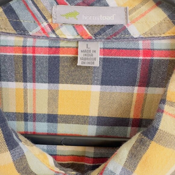 Men's Horny Toad Mojo Plaid Organic Cotton Flannel L/S Button Down Shirt Size L - Picture 3 of 5